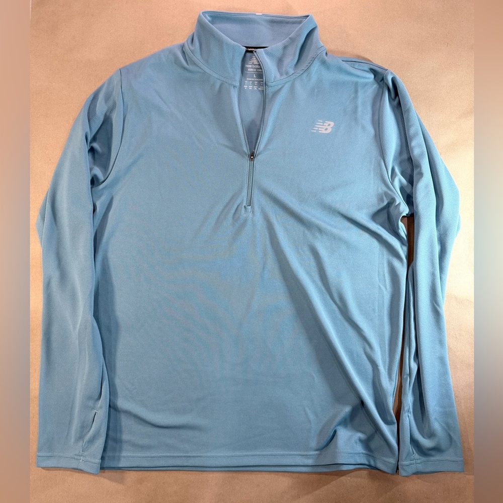 New Balance NB Dry Quarter‑Zip Pullover Men’s L – Light Blue Running Top